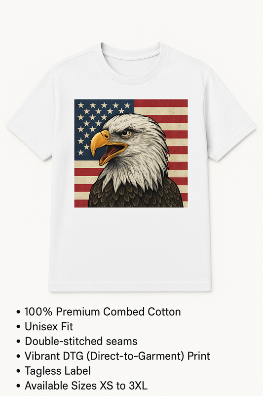 Patriotic Eagle Graphic Tee – Unisex Premium Cotton T-Shirt